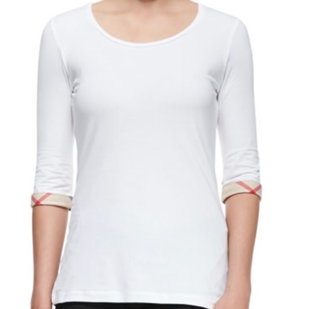 BURBERRY 3/4 length sleeve white shirt